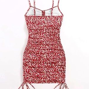 Red body con sun dress
